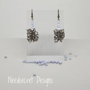 White Beaded Style Hippie Drop Earring